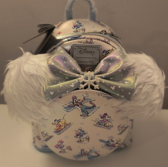 NEW Loungefly Disney Mickey Mouse Winter Wonderland Mini Backpack & Ear Headband - Picture 3 of 6